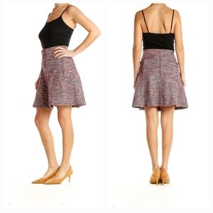 Loft Knit Flared Skirt, Red Black, Women's Size Small